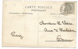 Ambulant   LIEGE-ERQUELINNES 2  1909 /carte Vue De Thuin Panorama Et Vue Du Hallage - Bahnpoststempel