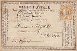 Carte  Postale  Précurseur  Oblitération  Gros  Chiffres  1401   EPINAC  ( Saône Et  Loire )   1873 - Precursor Cards