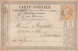 Carte  Postale  Précurseur  Oblitération  Gros  Chiffres  1401   EPINAC  ( Saône Et  Loire )   1873 - Tarjetas Precursoras