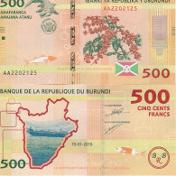 Burundi P50, 500 Francs, Crocodile, Coffee Plant Branch, UNC, 2015, See UV - Burundi