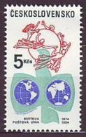 Czechoslovakia / Stamps (1984) 2652: 110th Anniversary Of UPU (logo, Earth, Dove) Painter: Jozef Balaz - WPV (Weltpostverein)