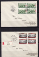 Schweiz Pro Patria 1944-08-01 Satz Viererblock Auf 4 Briefen Rütli 1.08.44 - Storia Postale