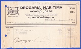 FACTURA, 1940 - DROGARIA MARÍTIMA DE ACÁCIO JORGE, RUA DA ESPERANÇA, 84-86 . LISBOA - Portugal