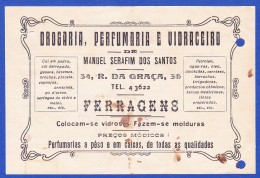 FACTURA, 1940 - DROGARIA, PERFUMARIA E VIDRACEIRO DE MANUEL SERAFIM DOS SANTOS . FERRAGENS - LISBOA - Portugal