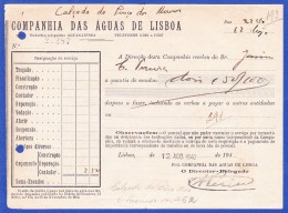 RECIBO / FACTURA, 1940 - COMPANHIA DAS ÁGUAS DE LISBOA - Portugal