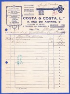 FACTURA, 1940 - COSTA & COSTA, Lda. - FERRAGENS E QUINQUILHARIAS NACIONAIS E ESTRANGEIRAS - RUA DO AMPARO, 9 . LISBOA - Portugal