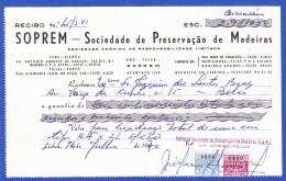 RECIBO, 1940 - SOPREM, SOCIEDADE DE PRESERVAÇÃO DE MADEIRAS - VILA NOVA DE FAMALICÃO / PAMPILHOSA / MARINHA GRANDE - Portugal