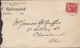 Canada F. HOLMSTED, SEAFORTH Ont. Cover Lettre CLEVELAND Ohio Etats Unis USA Victoria Stamp (2 Scans) - Briefe U. Dokumente