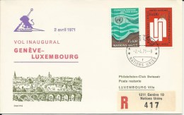 RF 71.7 U, Swissair, Genève - Luxembourg, F-27, Recommandé - Lettres & Documents