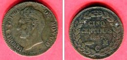 5 CENTIMES1837 M TB  22 - 1819-1922 Onorato V, Carlo III, Alberto I