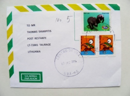 Cover From Brazil To Lithuania 2014 Animals Marine - Lettres & Documents
