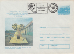 40280- SOCCER POSTMARK, TIMISOARA MACHINES FACTORY, COVER STATIONERY, 1987, ROMANIA - Covers & Documents