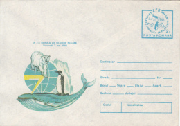 40287- POLAR PHILATELIC EXHIBITION, POLAR BEAR, PENGUIN, WHALE, COVER STATIONERY, 1988, ROMANIA - Événements & Commémorations