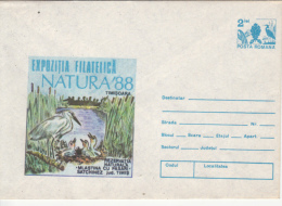 40322- WHITE EGRET, BIRDS, COVER STATIONERY, 1988, ROMANIA - Pelícanos