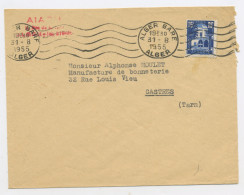 ALGÉRIE RF : N° Yvert 314 SUR LETTRE OBLI. DU 31/8/1955 DE ALGER GARE POUR LA FRANCE, - Usati