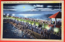 CPA Original VIRGINIA BEACH Pool And Beach At Night Très Belle Animation - Virginia Beach