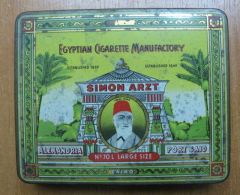 AC - EGYPTIAN CIGARETTE MANUFACTORY ALEXANDRIA PORT SAID SIMON ARZT 20 CIGARETTES EMPTY TIN BOX - Tabaksdozen (leeg)