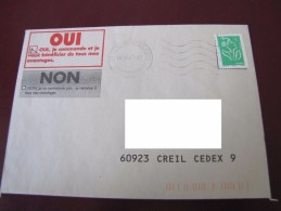 Variété Tvp Vert Marianne De Lamouche  Griffe Oblitéré Sur Lettre - Cartas & Documentos