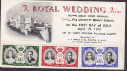 Monaco CPA The Royal Wedding Issue 1956 Card Karte Via PAN AMERICAN WORLD AIRWAYS Rainier  & Grace Kelly - Cartas & Documentos