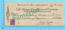 Sherbrooke Quebec 1947 Cheque -  $9.14, Ministre Johnny Bourque Union Nationale Gouv. Duplessis  -2 Scans - Cheques En Traveller's Cheques