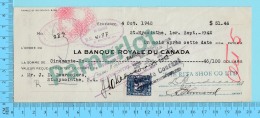 St-Hyacinthe Quebec 1942 - $51.46, Cheque Certifié, Facture Rita Shoe Co Ltd, 3 Cents Accise Timbre   -2 Scans - Cheques & Traveler's Cheques