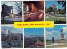 Adelaide - Multiview: Rundle Street, Victoria Square,Bonython Fountain,Skyline,Light's Vison Montefiore Hill (Australia) - Adelaide