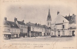 28 - AUNEAU. Place De L'Eglise 1902. Café Du Commerce - Auneau