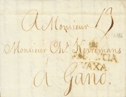 PREFILATELIA Andalucía Sobre 1786. MALAGA A GANTE (BELGICA). Marca M. / ANDALVCIA / VAXA, En Negro De Mála - ...-1850 Vorphilatelie