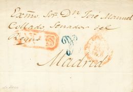PREFILATELIA Andalucía Sobre 1850. JAEN A MADRID. Marca "A", En Azul De Abono De Córdoba (P.E.14) Edici&oa - ...-1850 Vorphilatelie