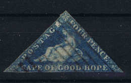Cape Of Good Hope: 1855 -1863 4 D  Blue SG 6a Cancelled With GRAHAMSTONE HAND ROLLER Kight Fold At Bottom - Cape Of Good Hope (1853-1904)