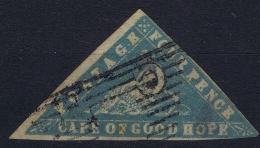 Cape Of Good Hope: 1861 4d Pale Bright  Blue  WOODBLOCK SG 14b   Signed/ Signé/signiert Canceled  2 Thin Patches Double - Cabo De Buena Esperanza (1853-1904)