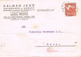 17528. Tarjeta Privada BUDAPEST (Hungria)  1929. Agency Kalman Jeno - Lettres & Documents