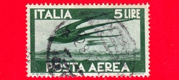 ITALIA - Usato - 1945 - Democratica - POSTA AEREA - 5 L. • Volo Di Rondini - Luftpost