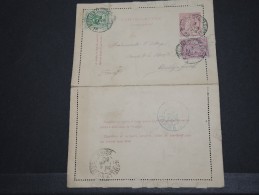 BELGIQUE - Entier Carte Lettre Avec Complément D'affranchissement - Fev 1890 - A Voir – 17546 - Letter-Cards