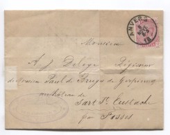 TP 38 S/L.datée D'Anvers De L.Schell Vins&Spiritueux C.Anvers 8/11/1885 1885 .Sart St.Eustache Via Fosses PR3112 - 1883 Léopold II