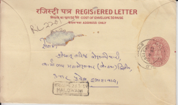 India 2000  14R + 3Rs  Postal Stationary  Registered Envelope  Haldwani To Allahabad   #  90393   Inde Indien - Covers