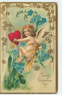 N°3891 - Carte Gaufrée - To My Valentine - Angelot Avec Un Coeur Percé Par Une Flèche - Valentijnsdag
