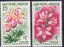 2016-0317 SPM 1962 Fleurs Mi 394-395 Neuf Avec Trace De Charnière * - Unused Stamps