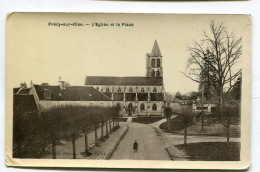 CPA  60  :    PRECY SUR OISE  Place Et église      VOIR   DESCRIPTIF  §§§ - Précy-sur-Oise