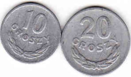 POLAND, POLEN, 20 Groszy 1949 + 10 Groszy 1949, Aluminium - Polonia