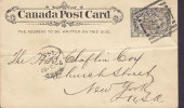 Canada Postal Stationery Ganzsache Entier 1c. Victoria Jubilee HALIFAX Nova Scotia 1897 NEW YORK USA (2 Scans) - 1860-1899 Regering Van Victoria