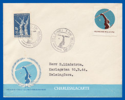 FINLAND 1947  FINLAND SPORT FESTIVAL LAST DAY SPECIAL CANCEL + STAMP LABEL FACIT 336  LOT 1 - Covers & Documents