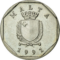 Monnaie, Malte, 5 Cents, 1991, TTB, Copper-nickel, KM:95 - Malte