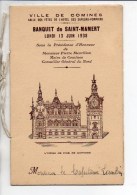 Pompier - Sapeurs Pompiers De Comines 59 / Menu Du Banquet De Saint-Mamert 1938 Avec Notes Historique Et Effectifs - Pompiers