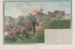 Litho AK Bautzen Kirche Burg Proitschenberg ? Protschenberg ? Wasserkunst ? Spreetal ? Künstlerkarte Von F. Elssner - Bautzen