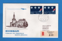 CH - Enveloppe 1er Vol Swissair Genève-Moscou - 1er Service Postal Aérien 1968.   Vedi Descrizione - Primi Voli