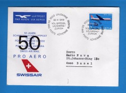 Suisse - Premier Vol Aérien First Flight Cover Lausanne-Zurich Swissair 30/4/1969 .   Vedi Descrizione - Erst- U. Sonderflugbriefe