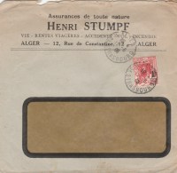 ALGERIE YT 158 SEUL SUR ENV ASSURANCES HENRI STUMPF ALGER 12/6/40 CAD ARRIVEE BAZOUGES SUR LE LOIR - Storia Postale