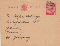 Entier CaD LETCHWORTH Pour L'Allemagne 1920 - Interi Postali