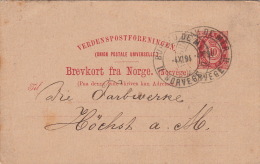 Entier CaD Bureau De Mer Norvège 1894 TTB - Postal Stationery